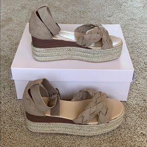 JustFab Corinna Espadrille Wedge (Taupe)